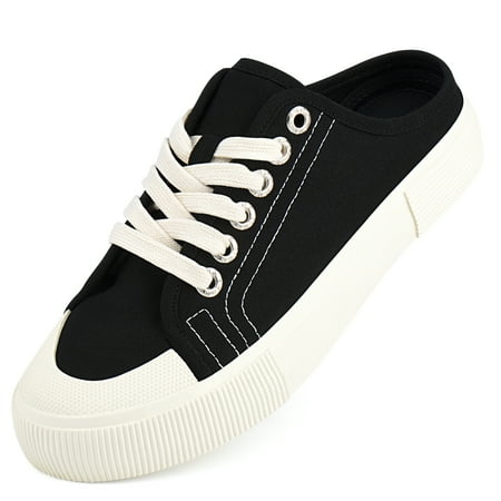 

JENN ARDOR Women Slip on Sneakers Casual Canvas Loafers Classic Lace up Shoes Sneaker Comfortable Backless Walking Flat