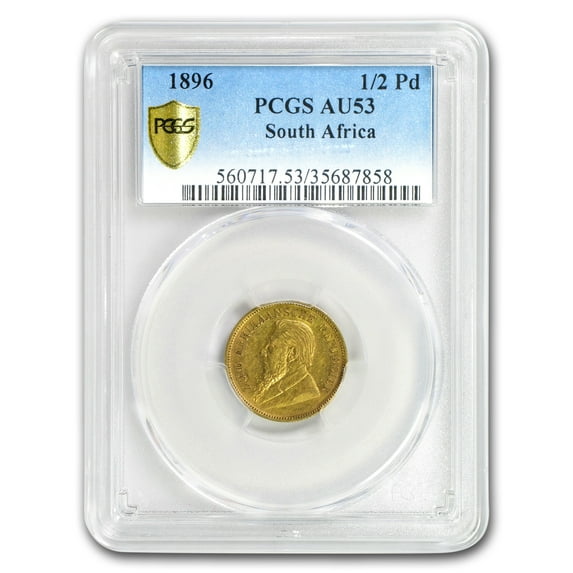1896 South Africa Gold 1/2 Pond Paul Kruger AU-53 PCGS
