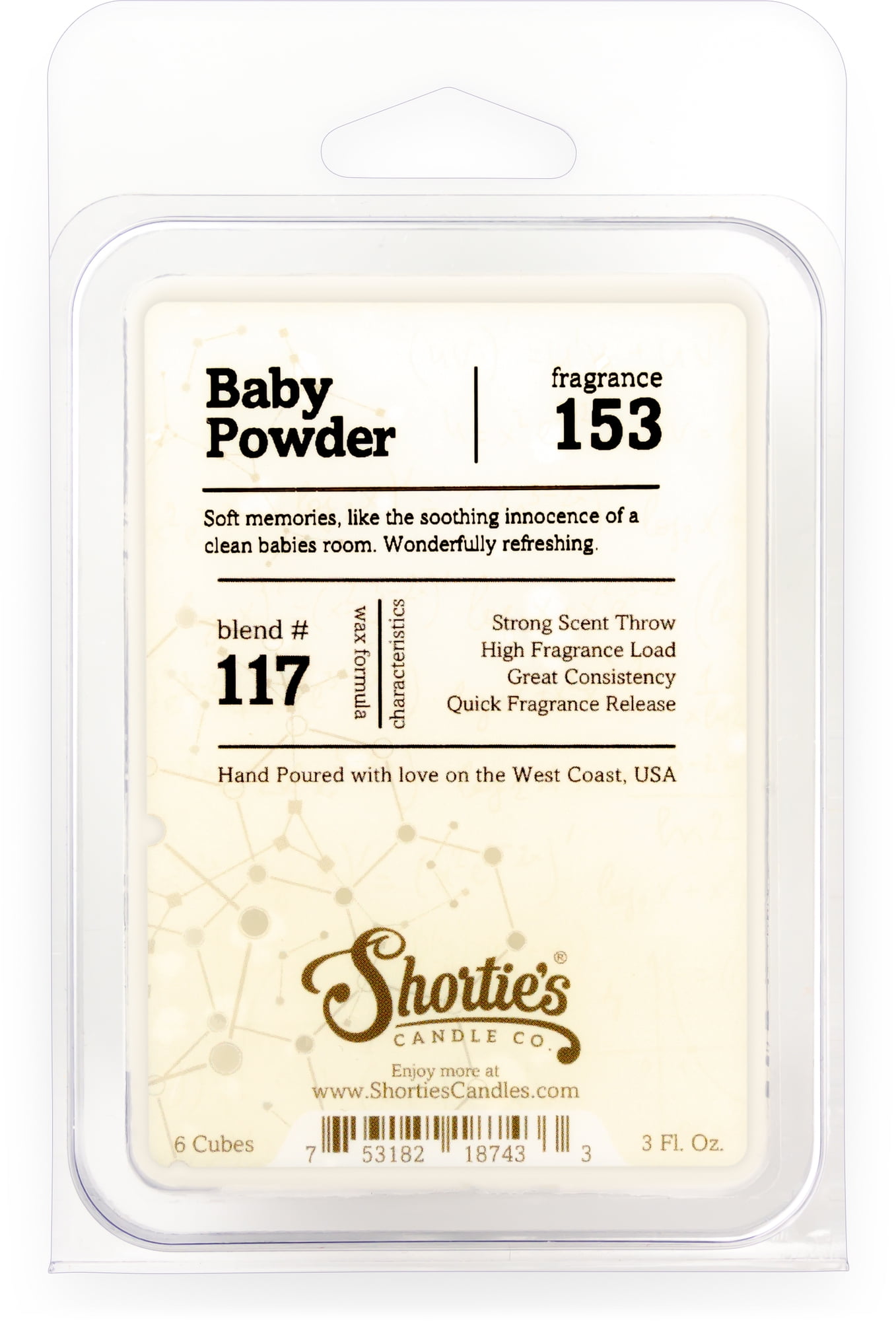 Baby Powder Wax Melts - Highly Scented + Natural Oils - Shortie's Candle Company