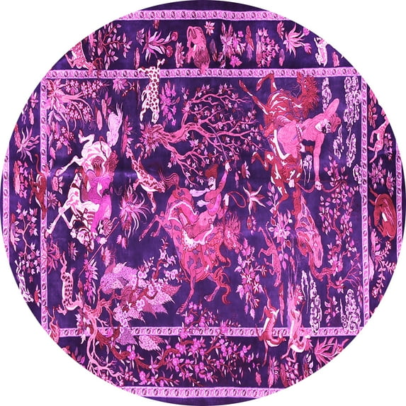Ahgly Company Indoor Round Persian Pink Traditional Area Rugs, 5' Round