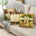 thumbnail image 3 of Fundas de almohada navideñas de bienvenida para sofá, decoración del hogar, Bolas brillantes doradas, Poinsettia, 40 cm, 45 cm, 50cm, 3 of 4