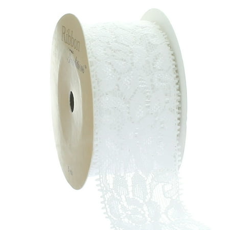 1.5" Stretch Elastic Lace Trim White 5 Yard