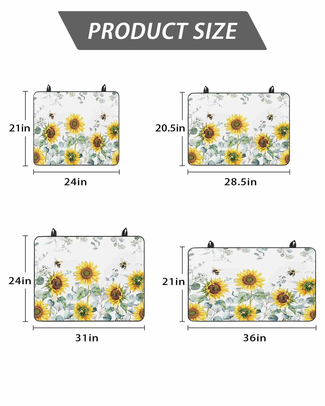 Stove Top Covers for Electric Stove, Sunflower Glass Stovetop Cover Protector, Sage Green Summer Botanical Eucalyptus Farmhouse Bee Induction Cooktop Protector Oven Mat for Kitchen Countertop 24"x21"