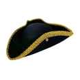 thumbnail image 3 of Sombrero pirata elegante de para cumpleaños, fiestas, disfraces y actuaciones en escenario. Sombrero con ala de doble encaje, 3 of 7