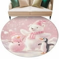 thumbnail image 2 of Christmas Pink Round Area Rug 5 FT, Non Slip Bedroom Area Rug, Bear Snowman Cute Animal Ombre Washable Soft Circular Carpet Non-Shedding Floor Mat for Kitchen Dining Room Foyer Balcony Dorm, 2 of 9