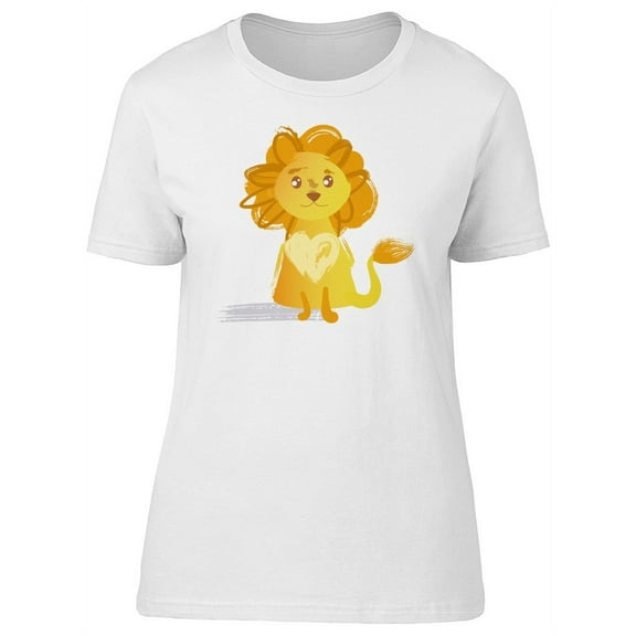 Cute Cartoon Lion With A Heart T-Shirt Women -Image by Shutterstock, Female x-Large