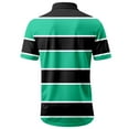 thumbnail image 4 of Mens Polo Shirts Casual Short Sleeve Striped Buckle Lapel Breathable Pullover Tops Loose Mens T Shirts Green M, 4 of 5