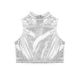 thumbnail image 4 of CHICTRY Girls Metallic Dance Crop Top Glossy Athletic Workout Tank Top, 4 of 7