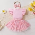 thumbnail image 4 of Younger Tree Baby Girl My First Birthday Dress Outfit Cute Short Sleeve Top Pink Princess Tutu Skirt Set for 12-18 Months, 4 of 8