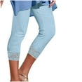 thumbnail image 4 of SwiftWear Women's High-Waisted Lace Trim Capri Pants Yoga Leggings Slim Fit 7/8 Length Workout Pants S-2XL, 4 of 7