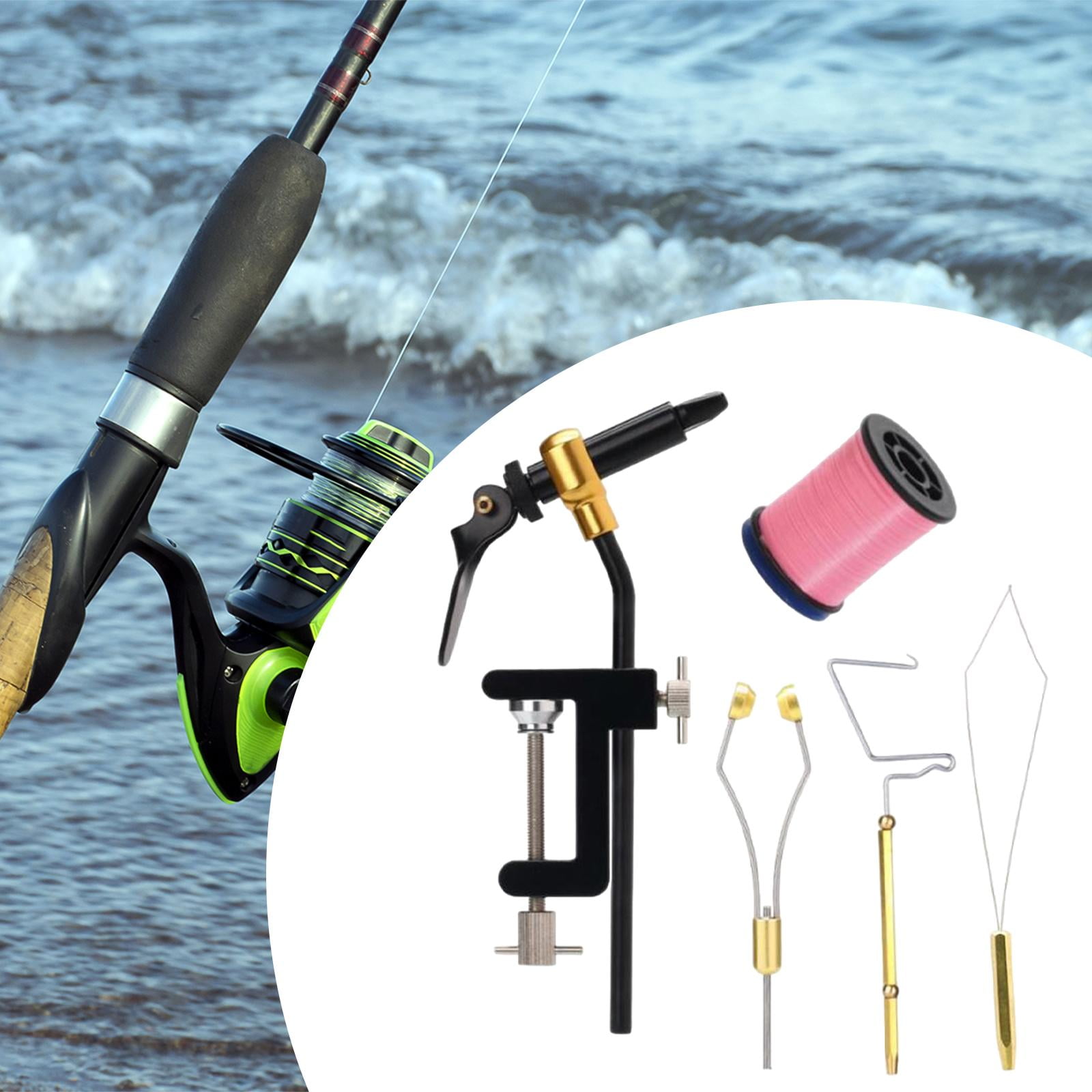 figatia 5 Pieces Fly Tying Tools Premium Fly Fishing Hook Tying Tools Fly Tying Vise Pink Wire