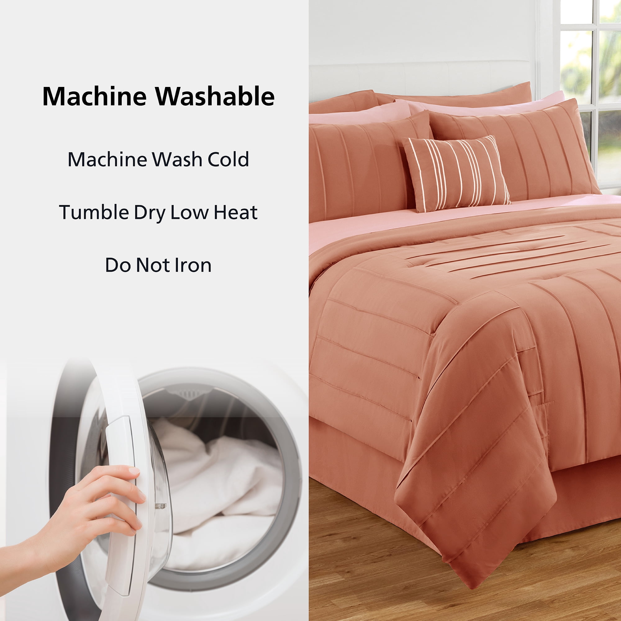 Mainstays All in One Reversible Comforter and Sheet set- 11 Piece, Queen, Terracotta Texture