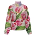 thumbnail image 5 of Jackets for Women Winter Coat Jackets Flannel Stand Collar Jacket(Pink Tulip Bouquet Art Print,Size:S-4XL), 5 of 7