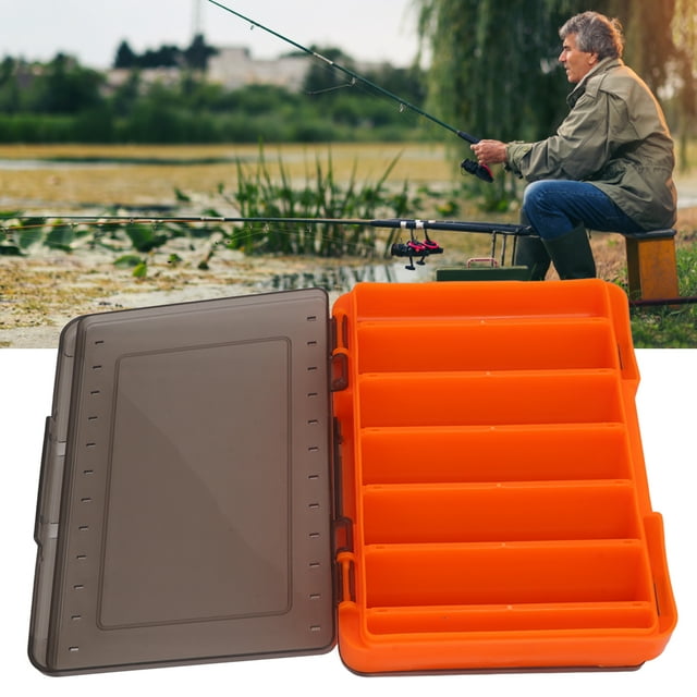 Fishing Lure Box, Fall Proof Breathable Space Saving Double Sided Lure Box for Fishing Gray,Orange