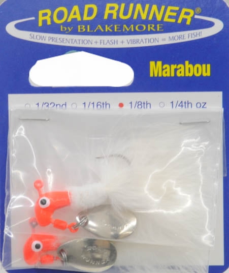 Blakemore 1004-01 Marabou Road Runner 1/4 oz All White Card of 12 24778 
