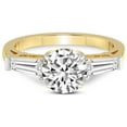 thumbnail image 3 of 2 Carat IGI Certified Round Shape Lab Grown Diamond Engagement Ring | 14K Yellow Gold | Madison Three Stone Side Baguette Diamond Lab Diamond Ring | FG-VS1-VS2 Quality Friendly Diamonds, 3 of 4