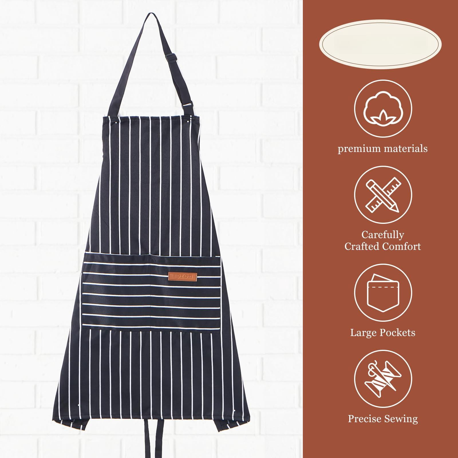 2 Pack Cooking Aprons Adjustable Bib Apron For Women With 2 Pockets  Kitchen Restaurant Men Chefs