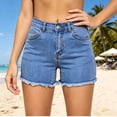 thumbnail image 2 of Hurxie Women's Jean Shorts High Waisted Stretchy Hem Summer Denim Shorts with Pockets Dark Blue,M, 2 of 3