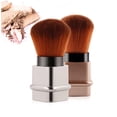 thumbnail image 3 of Premium Nylon Bristle Retractable Blush Brush - Aluminum Handle Makeup Tool for Blusher, Foundation & Powder - Ultra Soft, Even Application, Portable Design - Professional & Home Use - Golden Finish, 3 of 7