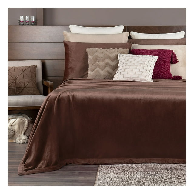 Cobertor Ligero Ultrasuave y Calido, Ideal para Todo el Año Esquimal (Bronce Cáfe, King Size)