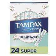 Tampax Pure Cotton Tampons, Unscented, Super Absorbency, 24 Ct