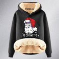 thumbnail image 4 of Haut à Capuche Chaud Imprimé de Noël pour Femmes Automne/hiver avec Fermeture Éclair Quart, T-Shirts Légers pour Femmes, Hauts Junior Mignons, Haut Rond, Mode Grande Taille pour Femmes, Noir TG, 4 of 4