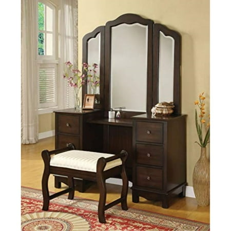 Vanity Mirror Shelf - ACME Annapolis Vanity Mirror, Brown