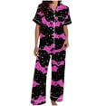 thumbnail image 4 of successthop Halloween Pajamas Women Short Sleeve Collar Button Down with Pant 2 Pieces with Pockets Loungewear, 4 of 5