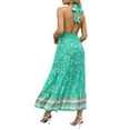 thumbnail image 6 of Gureui Women's Tie-Up Halter Dress, Flower Print Hollow-Out Sleeveless Backless Ruffle Hem Slim Fit Party Holiday Long Dresses, 6 of 7