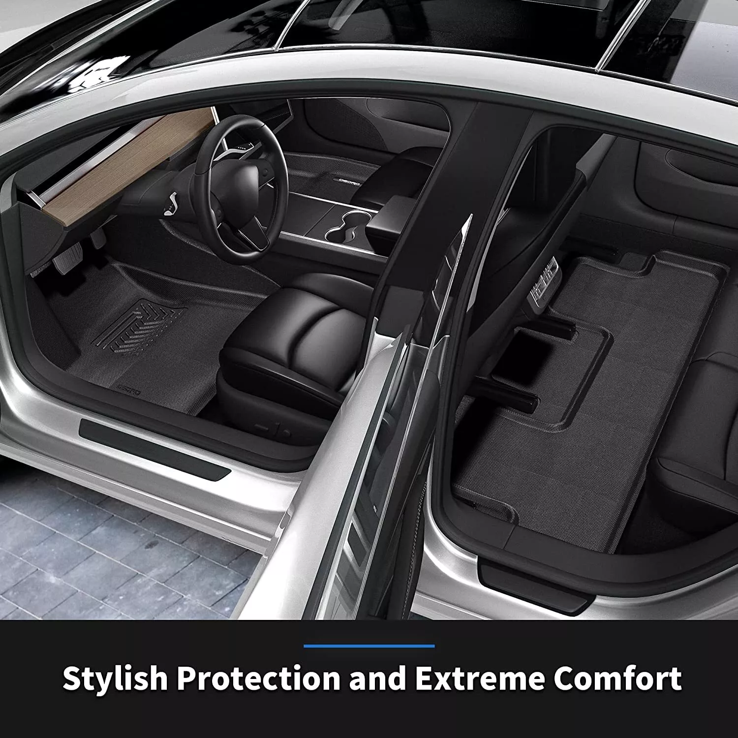 RVNI Floor Mats for Tesla Model Y 7 Seater 2024-2021 Fit Model Y Floor Mats Accessories with Cargo Trunk Mat Rear Backrest Mats All Weather Cargo Liners 9 PCS