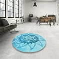 thumbnail image 3 of Ahgly Company Indoor Square Patterned Deep Sky Blue Area Rugs, 5' Square, 3 of 6