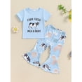 thumbnail image 5 of Aojekbee Baby Girl 2Pcs Cowgirl Outfits Short Sleeve T-Shirt + Flare Pants Set Toddler Clothes, 5 of 10