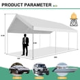 thumbnail image 4 of COBIZI 12x20ft Carport Heavy Duty, Portable Car Garage with Built-in Sandbags, Waterproof Car Canopy for Truck, Boat, SUV with All-season Tarp, White, 4 of 12