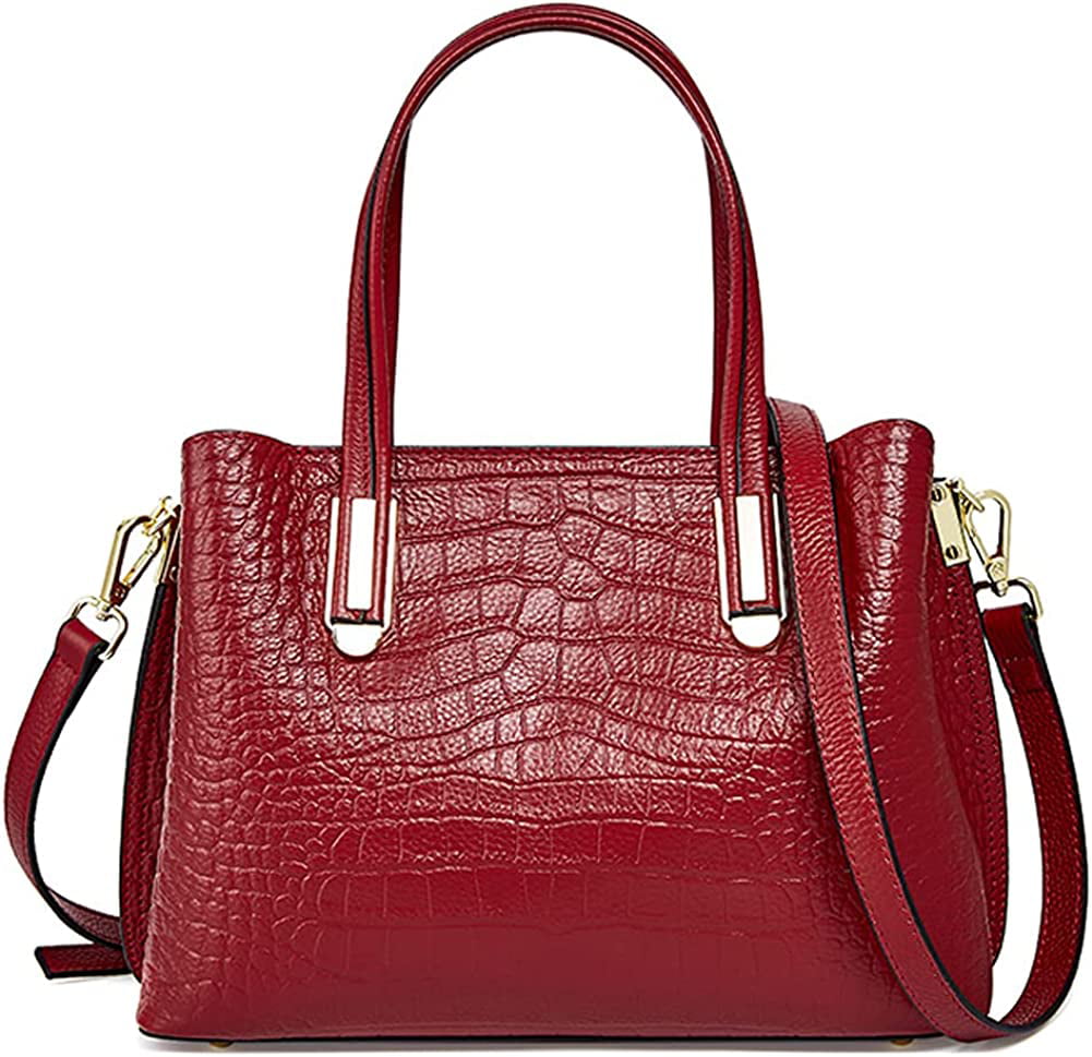 PIKADINGNIS Patent Leather Handbags for Women Crocodile Print