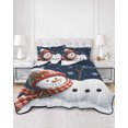 thumbnail image 2 of Quilts Queen Size Bedding Set, Christmas Scarf Snowman Reversible Summer Quilt 3 Pieces, Dark Blue Winter Xmas Snowflake Lightweight Bedspreads Coverlets with 2 Pillow Shams for All Seasons, 2 of 5