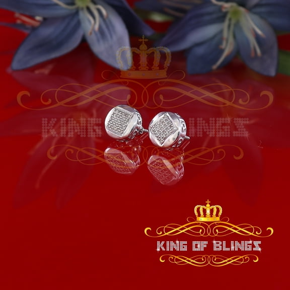 King of Bling's 0.15ct Real Diamond 925 Sterling Silver White For Women's & Men's Round Earring