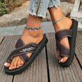 thumbnail image 2 of Dakaela Women's Hollow Mesh Slide Sandals Toe Loop Summer Beach Flip Flops Orthopedic Flat Shoes, 2 of 7