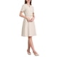thumbnail image 4 of INSPIRE CHIC Vestido de cóctel A-Line para mujeres con choker, escote en V, mangas cortas, con cinturón, elegante, falda acampanada, 2XL, beige, 4 of 5