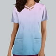thumbnail image 2 of Stamzod Scrub Tops for Women Fashion Gradient Cross V Neck Womens Shirts Short Sleeve Working Uniform Stretchy Nurse Shirt, 2 of 5