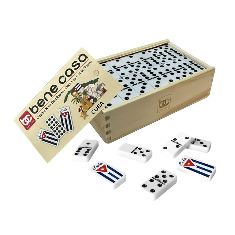 Bene Casa 55-Tile Handcrafted Cuban Double 9 Domino Set with