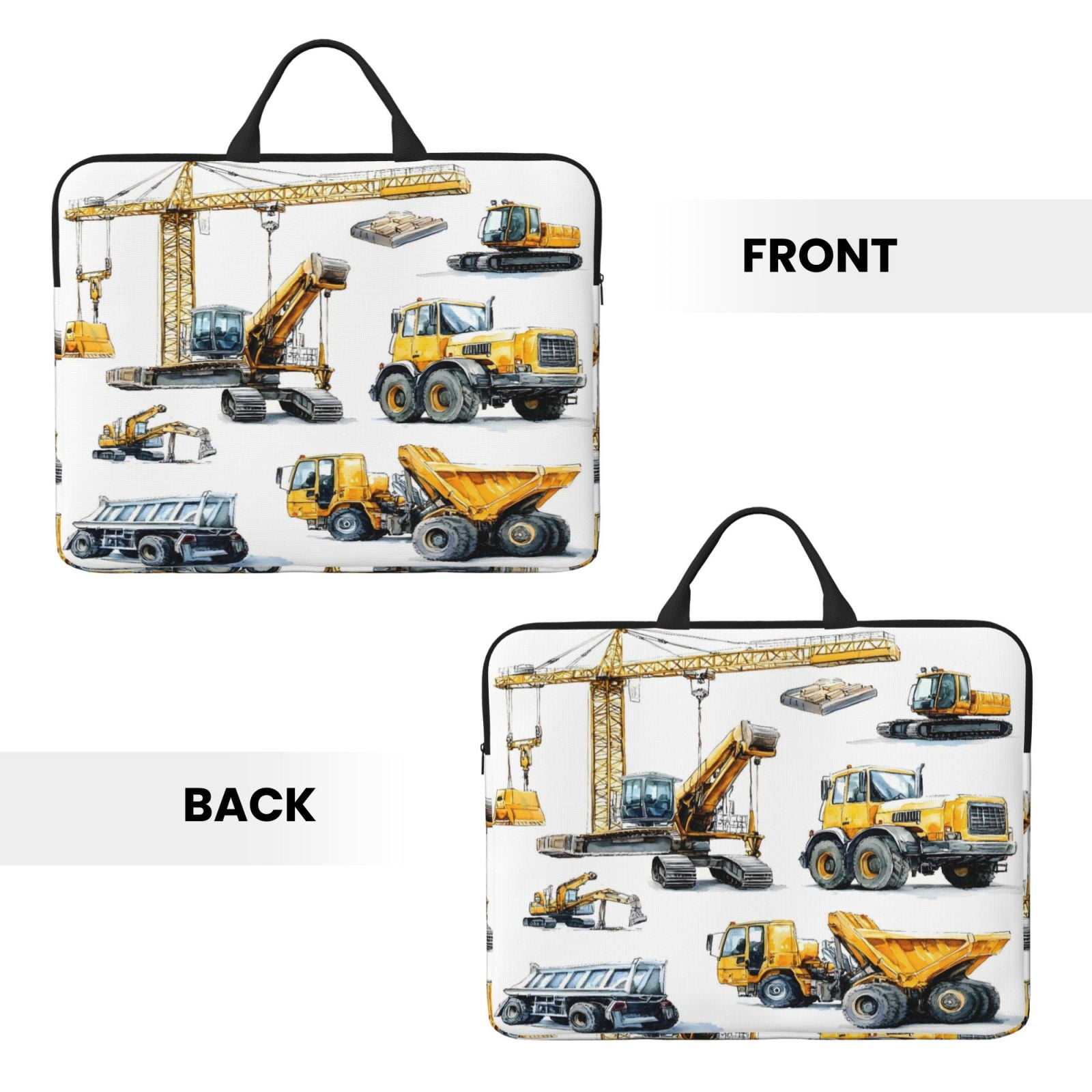 Laptop Sleeve Bag For Women Men 14inch Waterproof Durable Protective Computer Carrying Cover Handle Laptop Case Bag Engineering Vehicle Tower Crane Truck