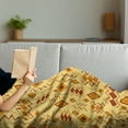 thumbnail image 3 of Tribal Soft Flannel Fleece Throw Blanket, Art with Quirky Forms Abstract Cultural Design, Cozy Plush for Indoor and Outdoor Use, 50" x 70", Sand Brown Ginger, by Ambesonne, 3 of 5