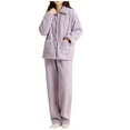 thumbnail image 2 of Fewfanhot 2 Pack Women's Solid Color Pajama Set Long Sleeve Top with Jogger Pants Lounge Sets Sleepwear Loungewear with Pockets, 2 of 2