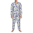 thumbnail image 3 of Hirioo Blue Flax Flowers for Men's Pajama Sets 2 Piece Pjs Men's Long-Sleeved Pajama Set Button Down Sleepwear,S-XXL-Large, 3 of 7