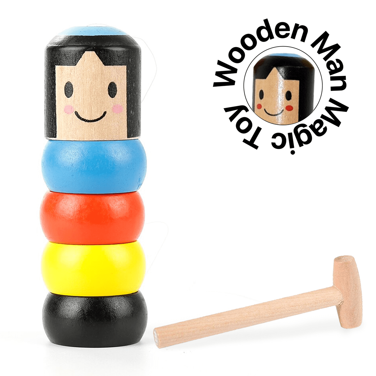 A Little Small Wooden Unbreakable Man Puppet Funny Toy Magic Gift for Adult Kids 