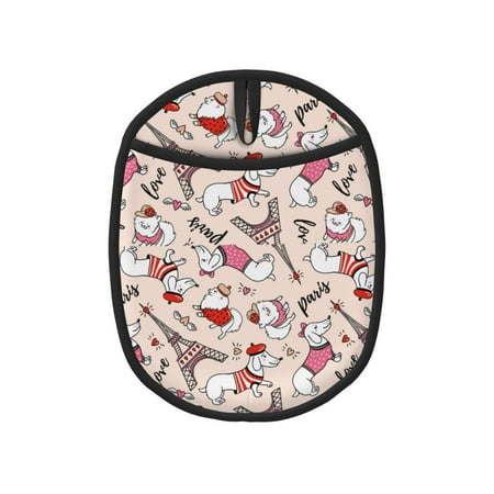 

Pofeuu Dachshund And Eiffel Tower Print Silicone Pot Mat Mitten With Hanging Loop Heat Resistant Oven Mitts Non-Slip Bbq Baking Smoking Potholders