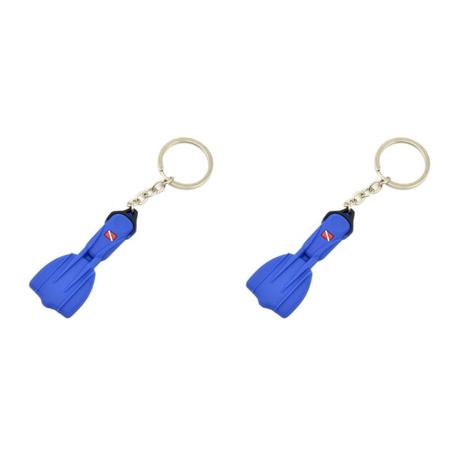 Sonducket Llavero diseño de aletas de buceo colgantes colgantes de barco de mar regalo de entusiasta de silicona adorno de llavero para mochila Azul 2Conjunto