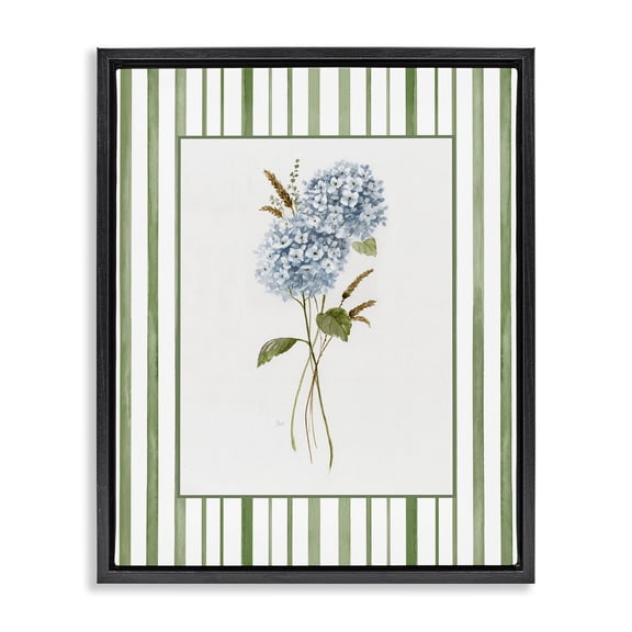 Stupell Industries Coastal Blue Hydrangea & Dried Wheat Black Floating Frame Canvas Art, 17 x 21, by Nan
