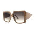 thumbnail image 2 of Womens Chic Squared Butterfly Thick Temple Oversize Sunglasses Tan Smoke, 2 of 4