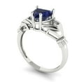thumbnail image 2 of Claddagh Engagement Ring for Women - 1.05ct Simulated Blue Sapphire in 14K White Gold Promise Ring, 2 of 6